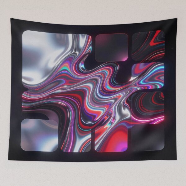 Item preview, Abstract Liquid Metal Art with Neon Flow and Modern Chromatic Motion Design designed and sold by FotoworldEdel.