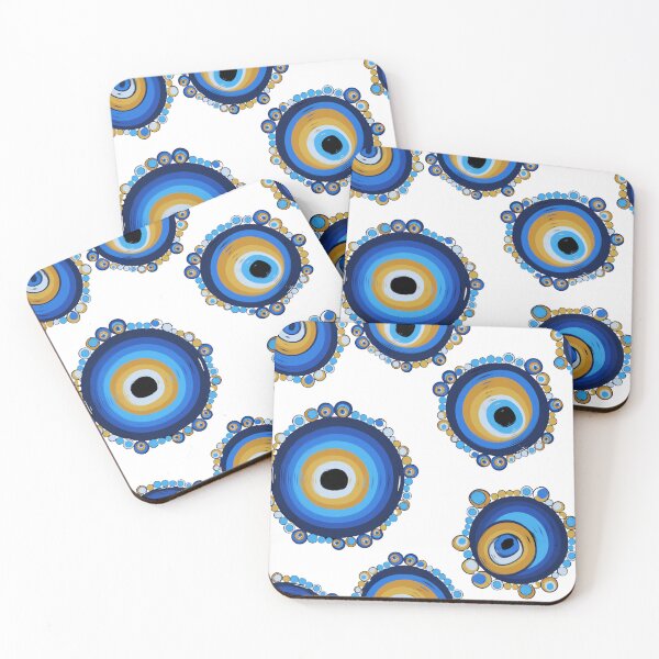 Item preview, Mati Evil Eye White Blues Oranges Golds  designed and sold by Yiorgos Designs.