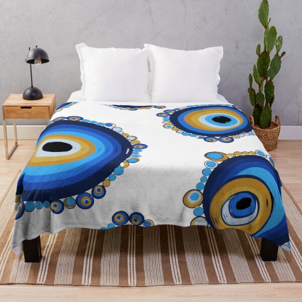 Aperçu de l'œuvre Mati Evil Eye Blancs Blues Oranges Ors créée et vendue par Yiorgos Designs.