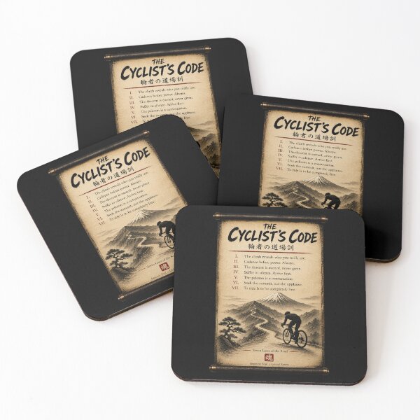 Item preview, The Cyclist's Code Seven Laws Japanese Scroll Cycling Motivation Wall Art designed and sold by Locker39.