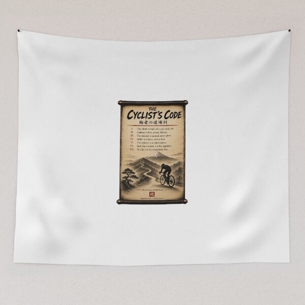 Item preview, The Cyclist's Code Seven Laws Japanese Scroll Cycling Motivation Wall Art designed and sold by Locker39.
