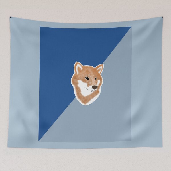 Item preview, Two toned colors (blue, pale blue) with red Shiba Inu designed and sold by ShibaCruise-On.