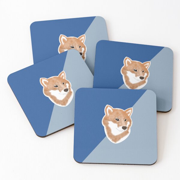 Item preview, Two toned colors (blue, pale blue) with red Shiba Inu designed and sold by ShibaCruise-On.