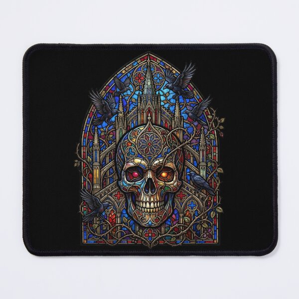 Item preview, Gothic Stained Glass Skull with Ravens designed and sold by David Mateo ArtWorks.