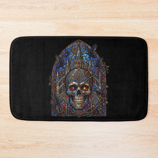 Item preview, Gothic Stained Glass Skull with Ravens designed and sold by David Mateo ArtWorks.