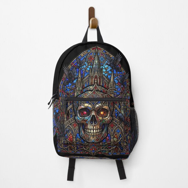Item preview, Gothic Stained Glass Skull with Ravens designed and sold by David Mateo ArtWorks.