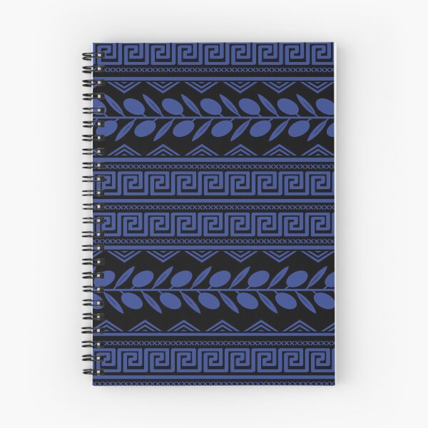 Artikelvorschau, Griechischer Mäander und Olivenzweige Schwarz Blau entworfen und verkauft von Yiorgos Designs.