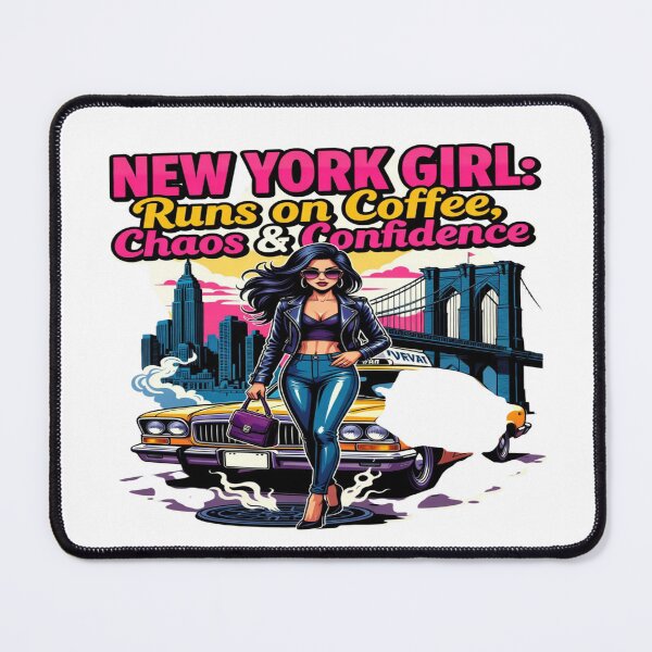 Item preview, New York Girl: Runs on Coffee, Chaos & Confidence | Bold City Vibes Graphic T-Shirt Design | Fashion Statement for Women & Trend Lovers designed and sold by Sushikidsntod.
