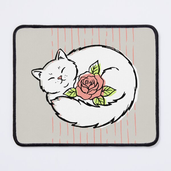 Item preview, Cute Sleeping Cat Cuddling a Rose designed and sold by TackyTime.