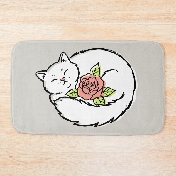 Item preview, Cute Sleeping Cat Cuddling a Rose designed and sold by TackyTime.