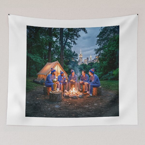 Item preview, Jalen Brunson Campfire With NY Knicks Super Fans designed and sold by Home Decor Art.