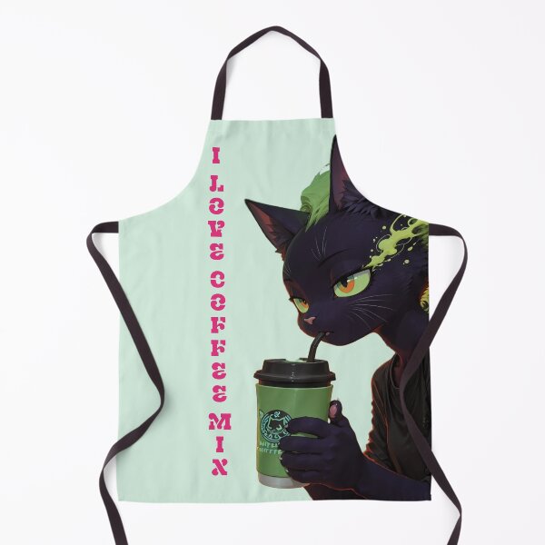 Item preview, Anime Black Cat Drinking Matcha Iced Coffee - I Love Coffee Mix designed and sold by BLUESKY11a.
