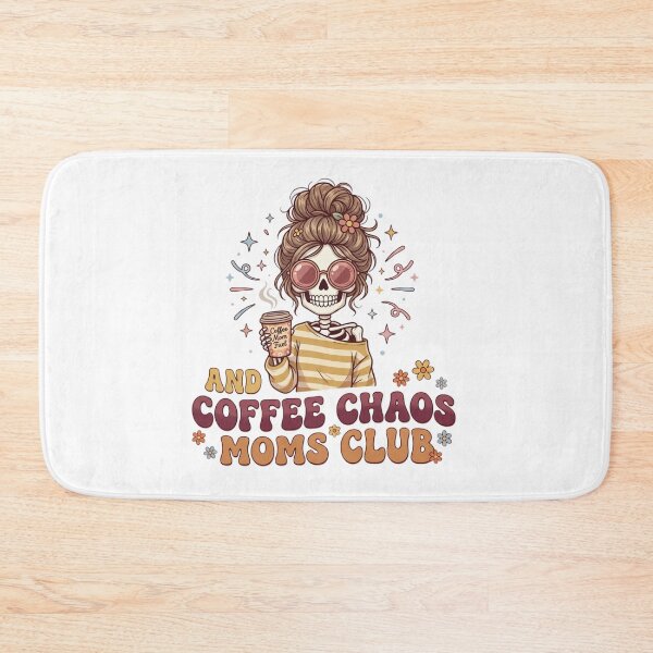 Item preview, Retro Skeleton Mom with Coffee and Chaos Floral Illustration designed and sold by DariaOltes.