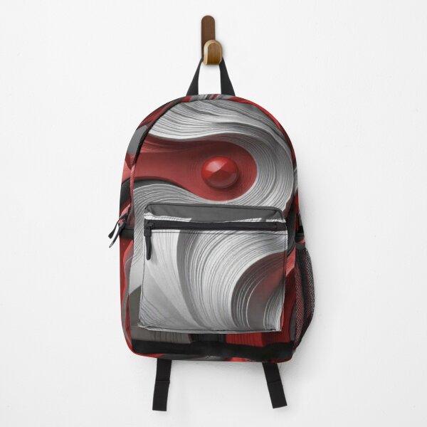Item preview, Abstract Metal Wave Art with Geometric Depth and Dynamic Red Silver Motion Design designed and sold by FotoworldEdel.