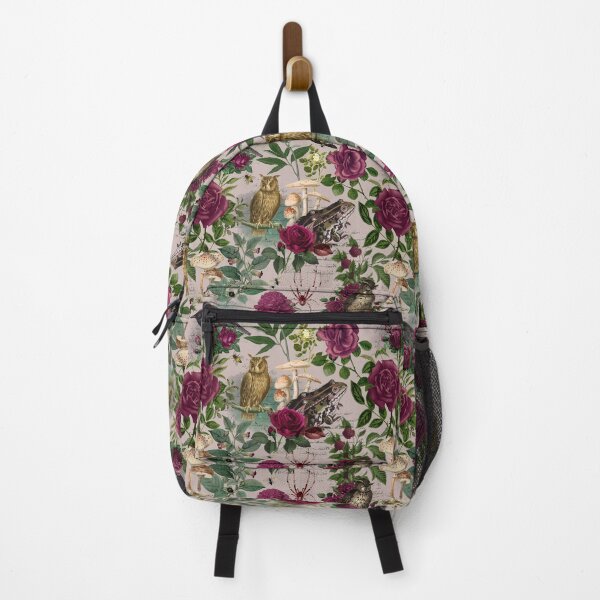 Item preview, Burgundy Flowers and Forest Creatures Moody Goblincore Pattern - Mauve designed and sold by CanisArt.