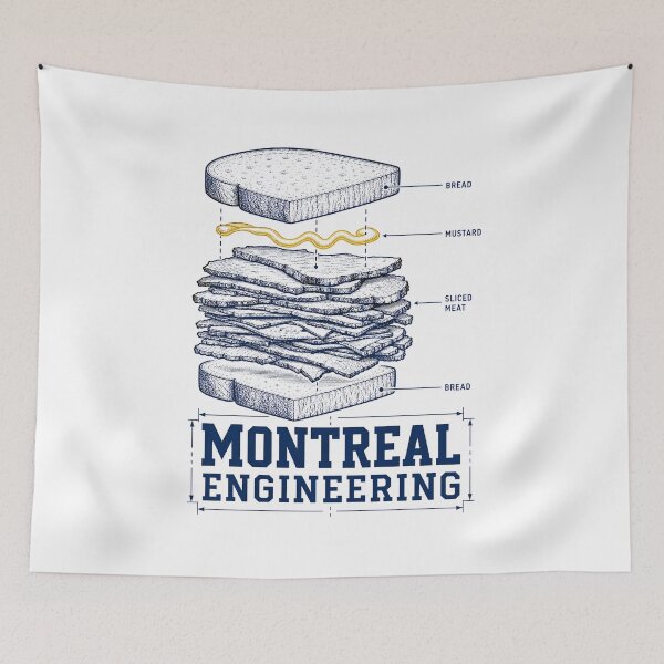 Item preview, Montreal Engineering Smoked Meat Sandwich Schematic Art designed and sold by Fenay Designs.