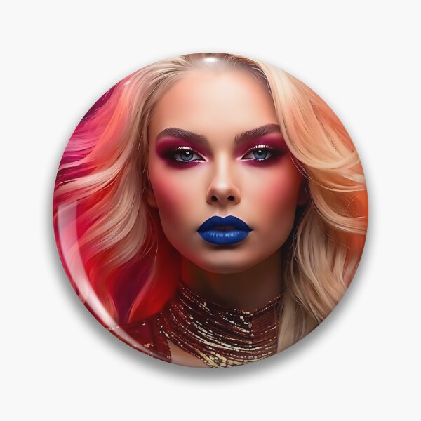 Item preview, Electric Crimson Gold Glamour - Neon Portrait designed and sold by ToxicInkArt.