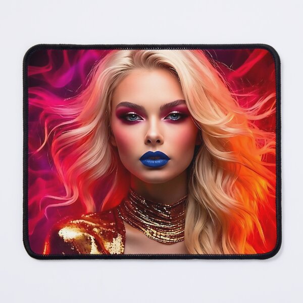 Item preview, Electric Crimson Gold Glamour - Neon Portrait designed and sold by ToxicInkArt.