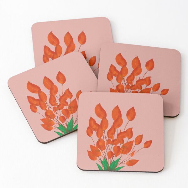 Item preview, Minimalist Red Leaves Botanical Illustration" or "Soft Pink and Red Leaf Aesthetic designed and sold by SahmatArt.
