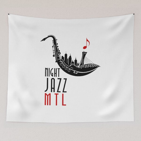 Item preview, Montreal Night Jazz MTL Saxophone Skyline Art designed and sold by Fenay Designs.