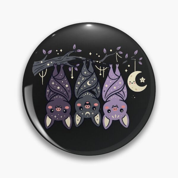 Item preview, Cute Kawaii Bats Hanging Branch Crescent Moon Celestial Halloween Spooky Design designed and sold by ASfindsStore.