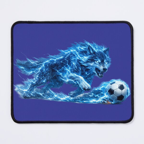 Item preview, Electric Blue Lightning Wolf Soccer Ball – Fierce Fantasy Football Art | Soccer Fan Gift designed and sold by irfanshikh.