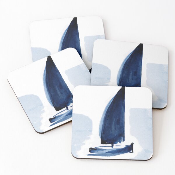 Item preview, Blue sailboat in India ink designed and sold by CelineViolet360.