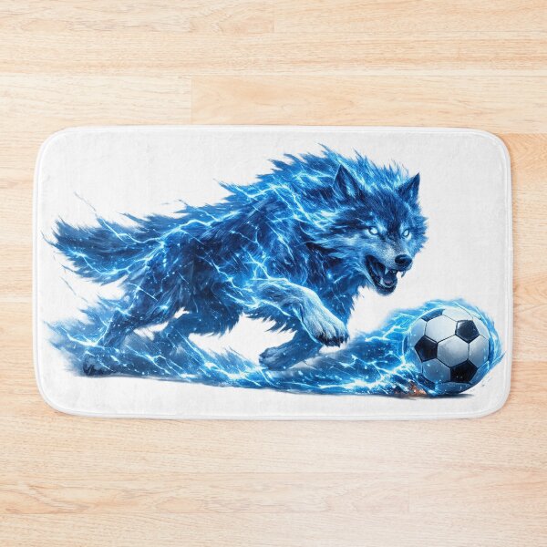 Item preview, Electric Blue Lightning Wolf Soccer Ball – Fierce Fantasy Football Art | Soccer Fan Gift designed and sold by irfanshikh.