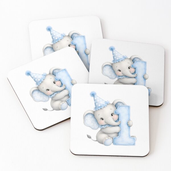 Item preview, Cute Blue Elephant 1st Birthday Watercolor Baby Elephant Number One Design designed and sold by Celebrate & Sparkle.