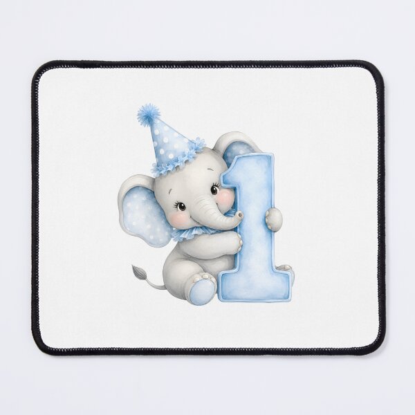 Item preview, Cute Blue Elephant 1st Birthday Watercolor Baby Elephant Number One Design designed and sold by Celebrate & Sparkle.