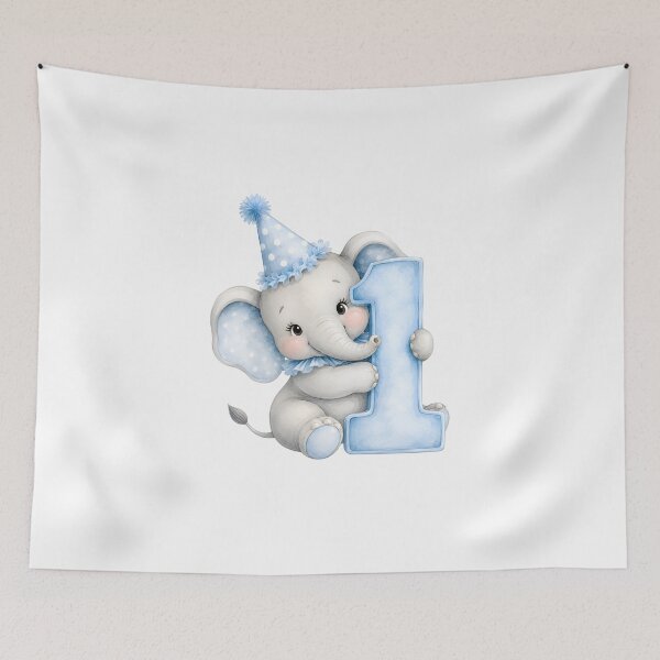 Item preview, Cute Blue Elephant 1st Birthday Watercolor Baby Elephant Number One Design designed and sold by Celebrate & Sparkle.