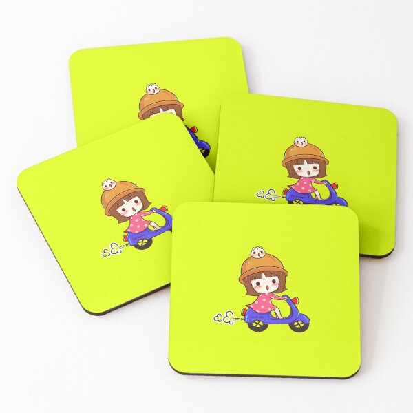 Item preview, Cute cartoon girl riding scooter designed and sold by Arte Para Rebaja.