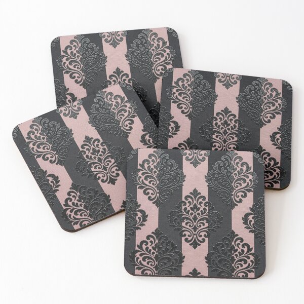 Item preview, Black & Matte Pink Striped Faux Linen Damask designed and sold by DesignsByPrnces.