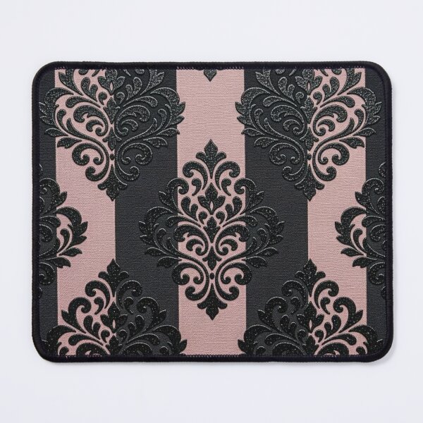 Item preview, Black & Matte Pink Striped Faux Linen Damask designed and sold by DesignsByPrnces.
