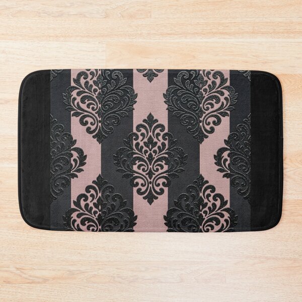 Item preview, Black & Matte Pink Striped Faux Linen Damask designed and sold by DesignsByPrnces.
