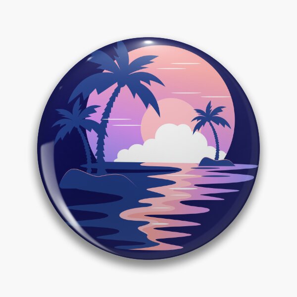 Item preview, Vaporwave Sunset Circle with Palm Trees designed and sold by SolutionsArt.