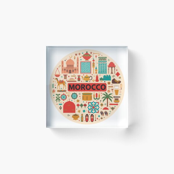 Item preview, Morocco Travel Icons Vintage Circle designed and sold by Girlsale.