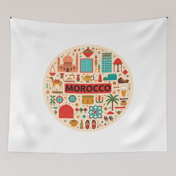 Item preview, Morocco Travel Icons Vintage Circle designed and sold by Girlsale.