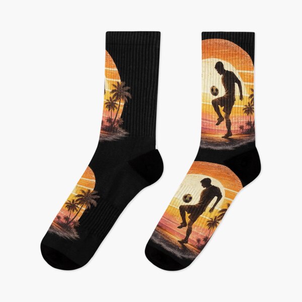 Item preview, Soccer Player Silhouette Sunset Palm Trees – Retro Vintage Football Art | Soccer Lover Gift designed and sold by irfanshikh.