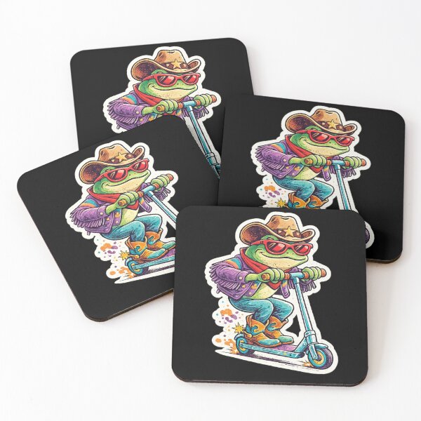 Item preview, Retro Cowboy Frog Riding Scooter Funny Vintage Sticker . designed and sold by  TrendForge.