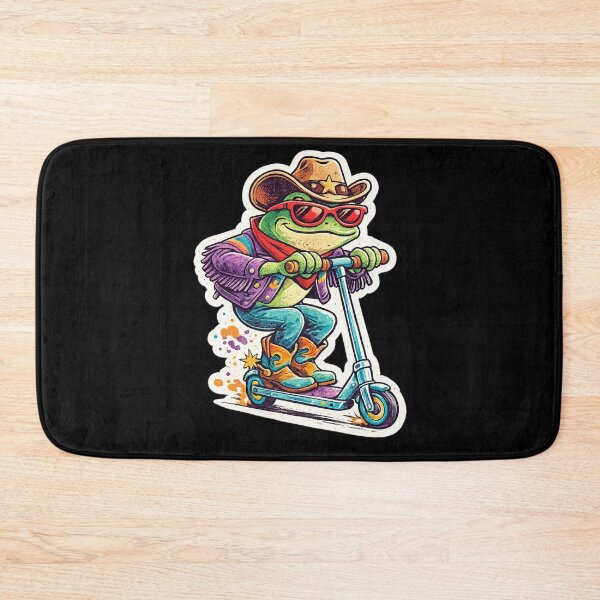 Item preview, Retro Cowboy Frog Riding Scooter Funny Vintage Sticker . designed and sold by  TrendForge.