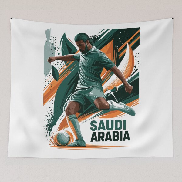Aperçu de l'œuvre Football d'Arabie Saoudite créée et vendue par StudioRedKoala.
