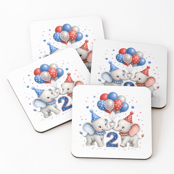 Item preview, Red Bull Inspired Two Wild Elephants 2nd Birthday Party Invitation designed and sold by Celebrate & Sparkle.