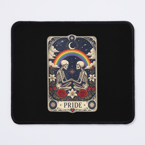 Item preview, Aesthetic Pride Skeleton Lovers Rainbow Tarot Card Mystical Celestial Occult Art Print designed and sold by MauriLifton.