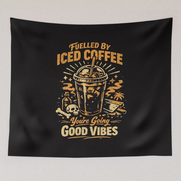 Item preview, Fuelled By Iced Coffee Retro Summer Vibes designed and sold by AwesomeBeyondLimits.