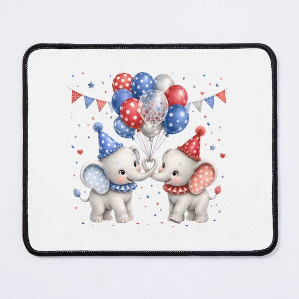 Item preview, Red Bull Inspired Two Cute Elephants Birthday Invitation Blue Red Balloons designed and sold by Celebrate & Sparkle.