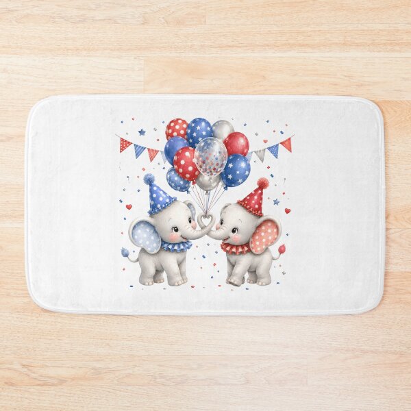 Item preview, Red Bull Inspired Two Cute Elephants Birthday Invitation Blue Red Balloons designed and sold by Celebrate & Sparkle.