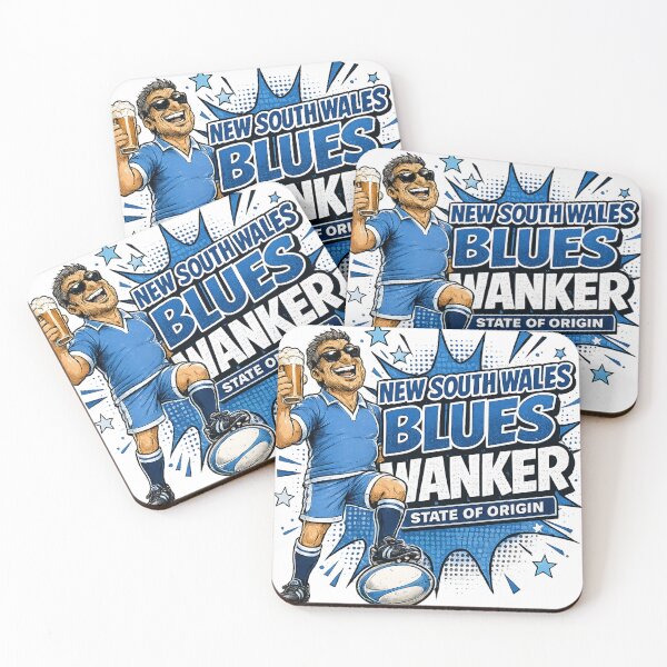 Item preview, New South Wales Blues Wanker State of Origin Rugby Fan Funny Supporter Design designed and sold by UrbanKangaroo.