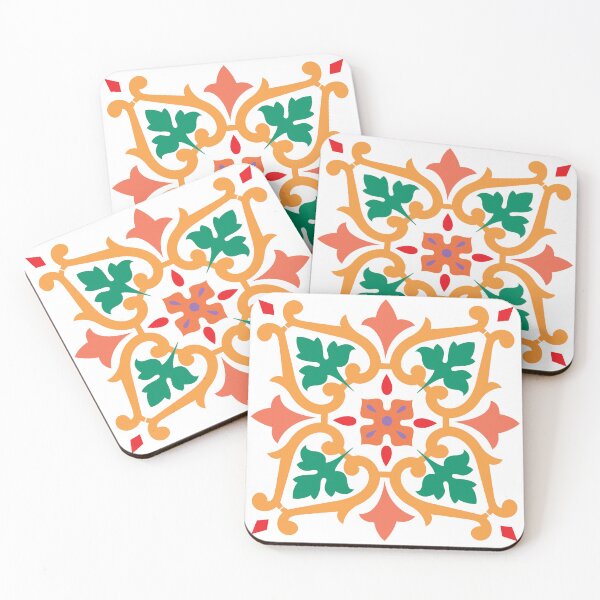 Item preview, Mediterranean Arabesque Tile Pattern Colorful Floral Art designed and sold by FlatInkStudio.