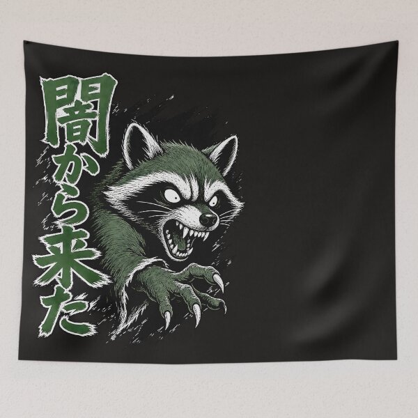 Item preview, Angry Raccoon Dark Japanese Streetwear Graphic designed and sold by AwesomeBeyondLimits.